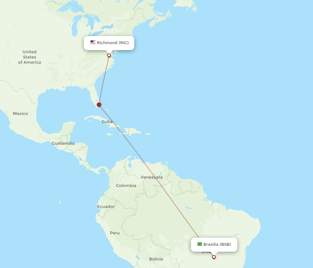 RIC to BSB flights and routes map