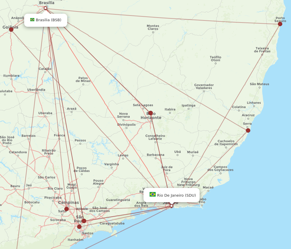 BSB to SDU flights and routes map