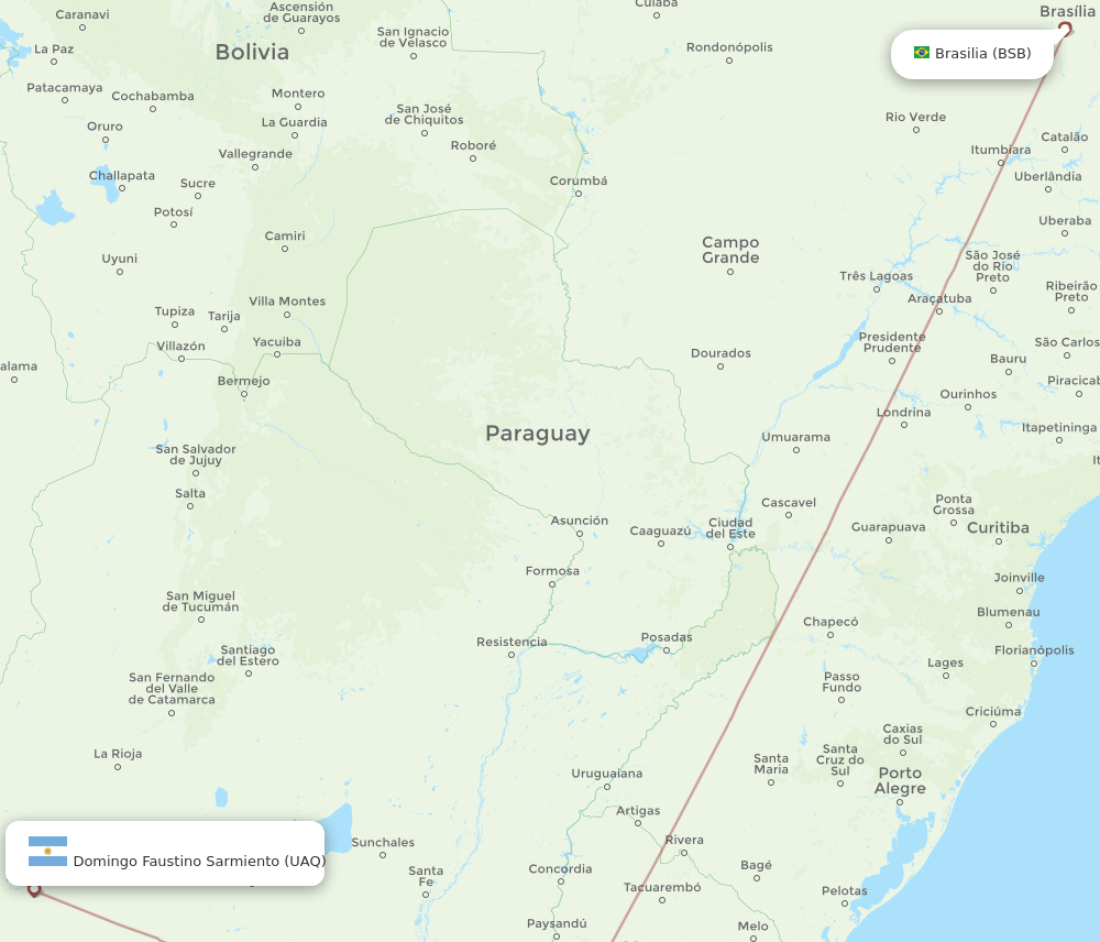 BSB to UAQ flights and routes map