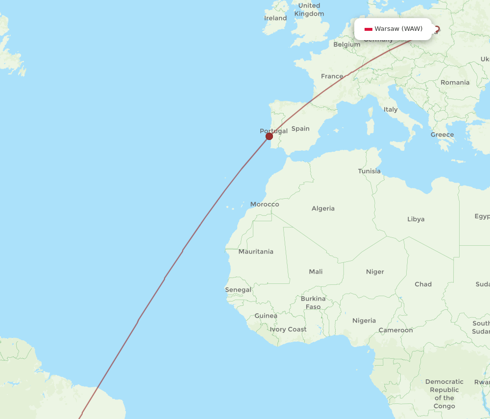 BSB-WAW flight routes