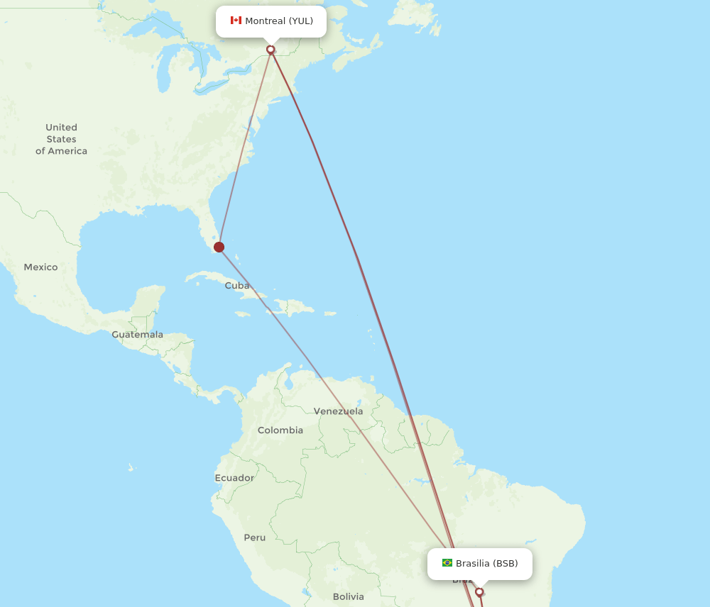 BSB-YUL flight routes