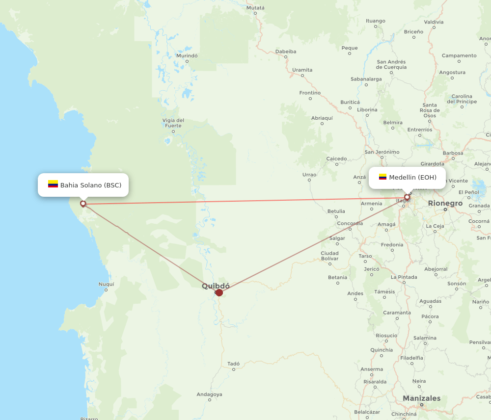 BSC to EOH flights and routes map