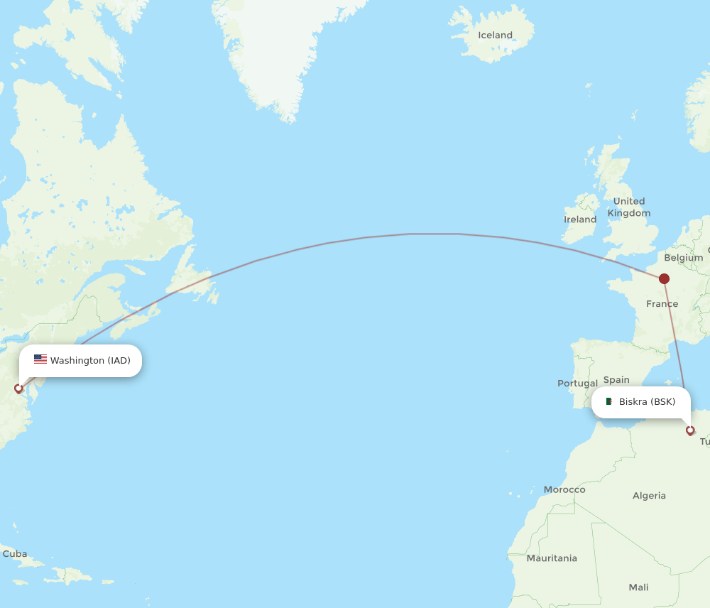 BSK-IAD flight routes