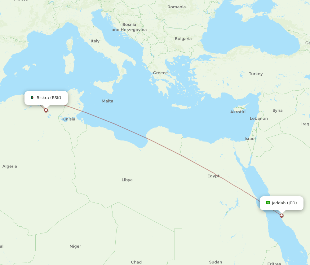BSK-JED flight routes