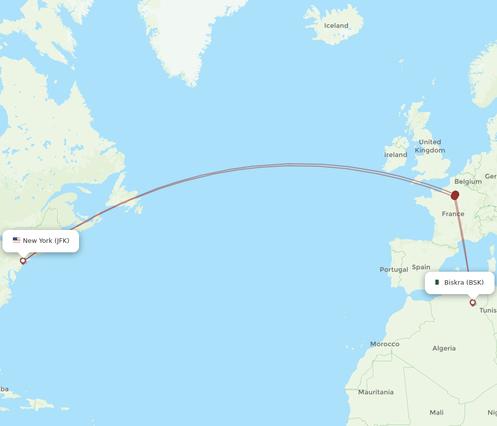 BSK-JFK flight routes