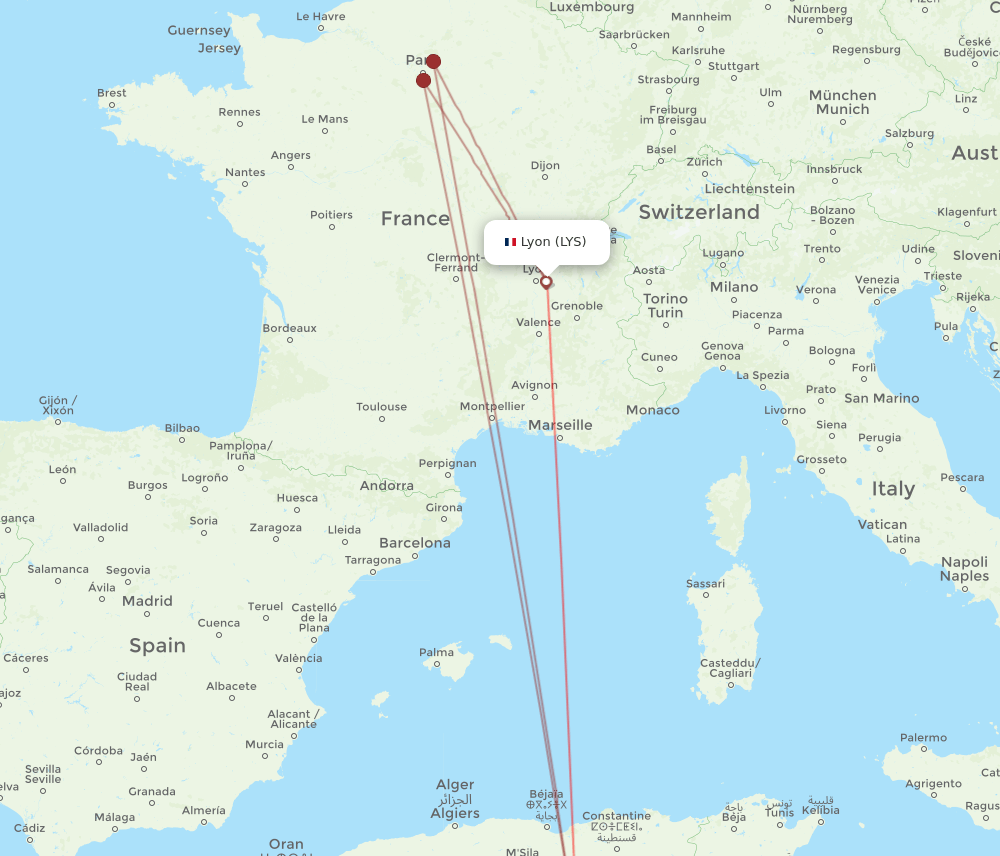 BSK-LYS flight routes