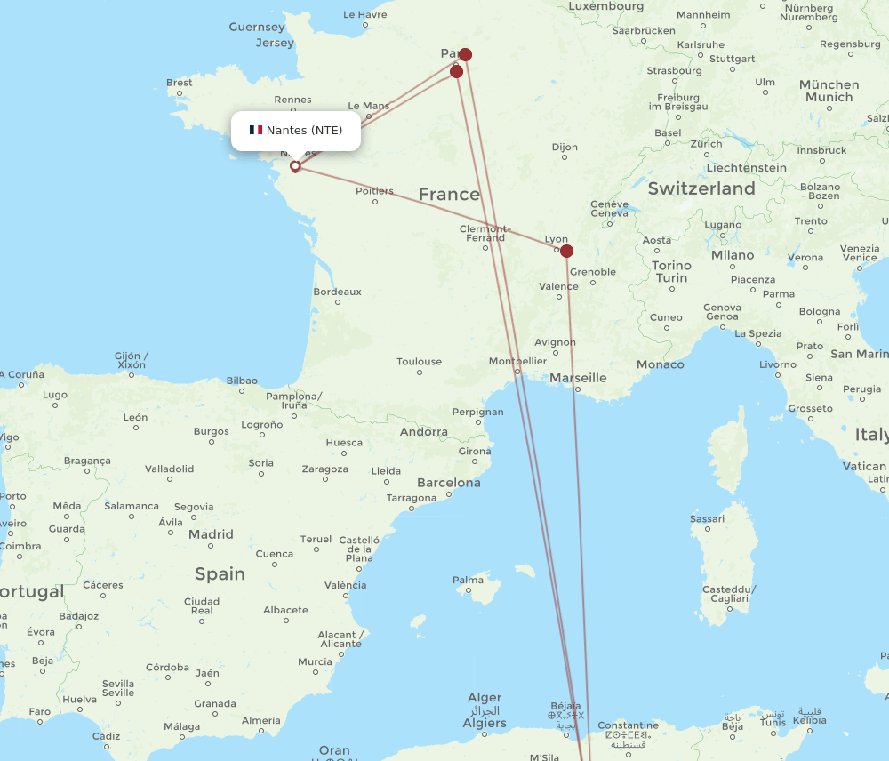 BSK-NTE flight routes