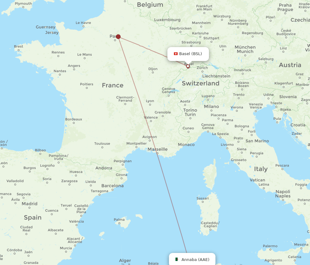 BSL-AAE flight routes