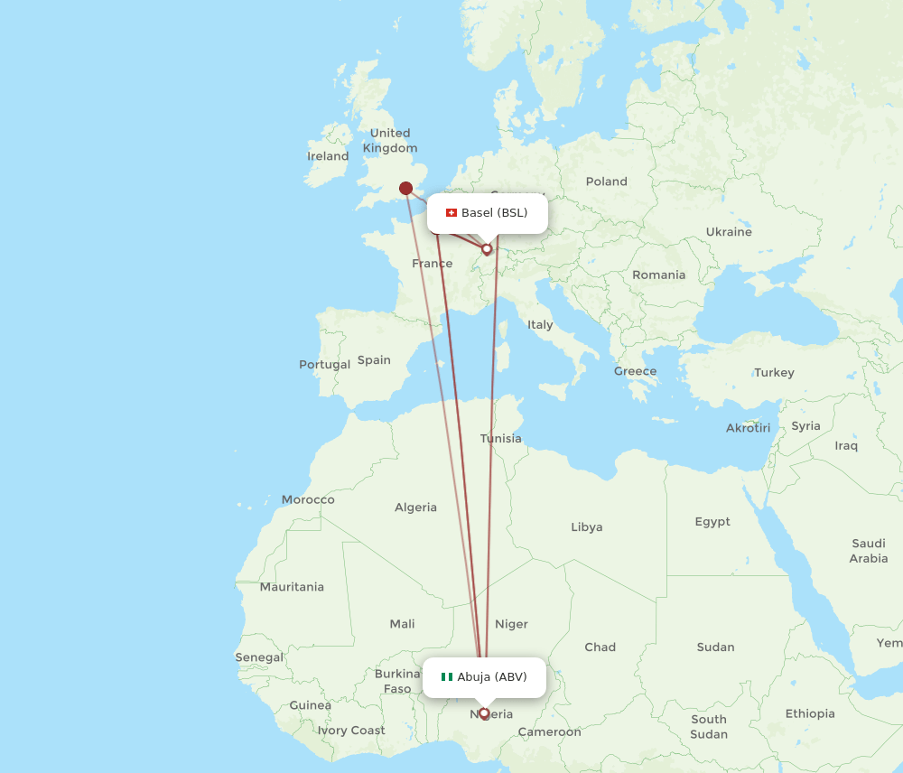 BSL-ABV flight routes