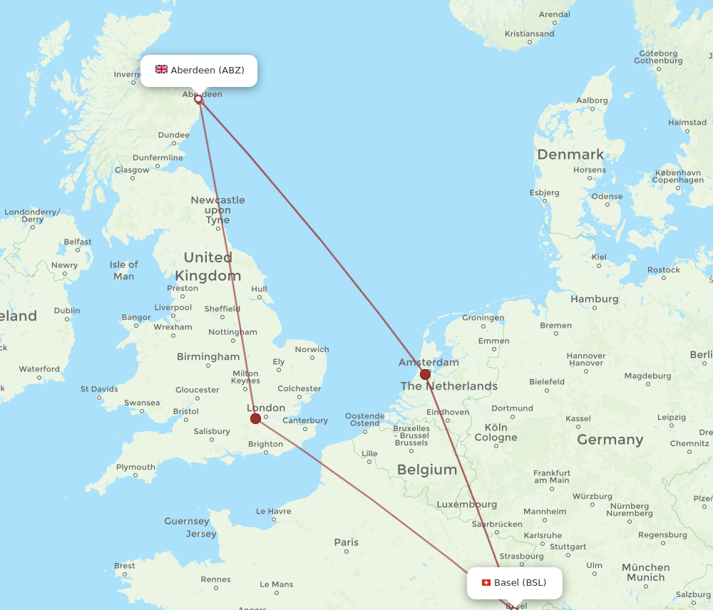 BSL to ABZ flights and routes map