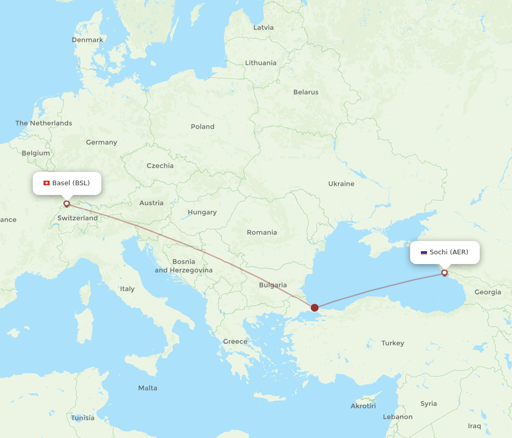 BSL to AER flights and routes map