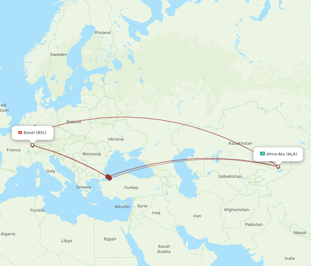 BSL-ALA flight routes