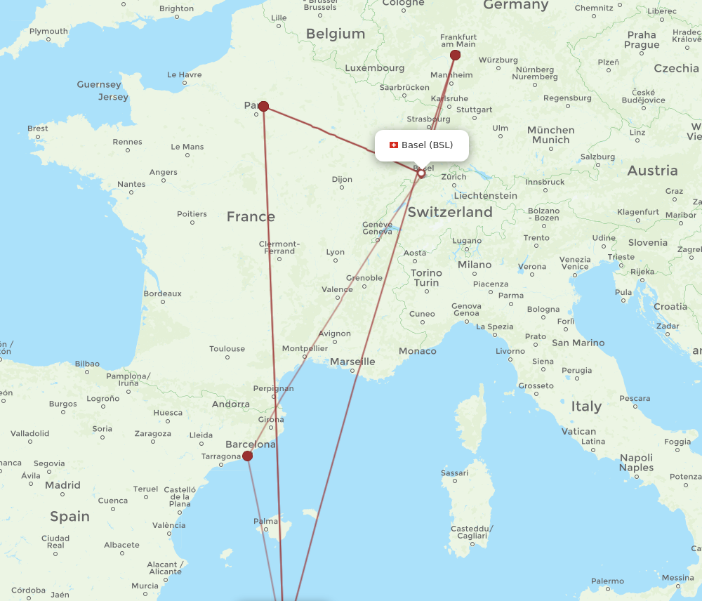 BSL to ALG flights and routes map