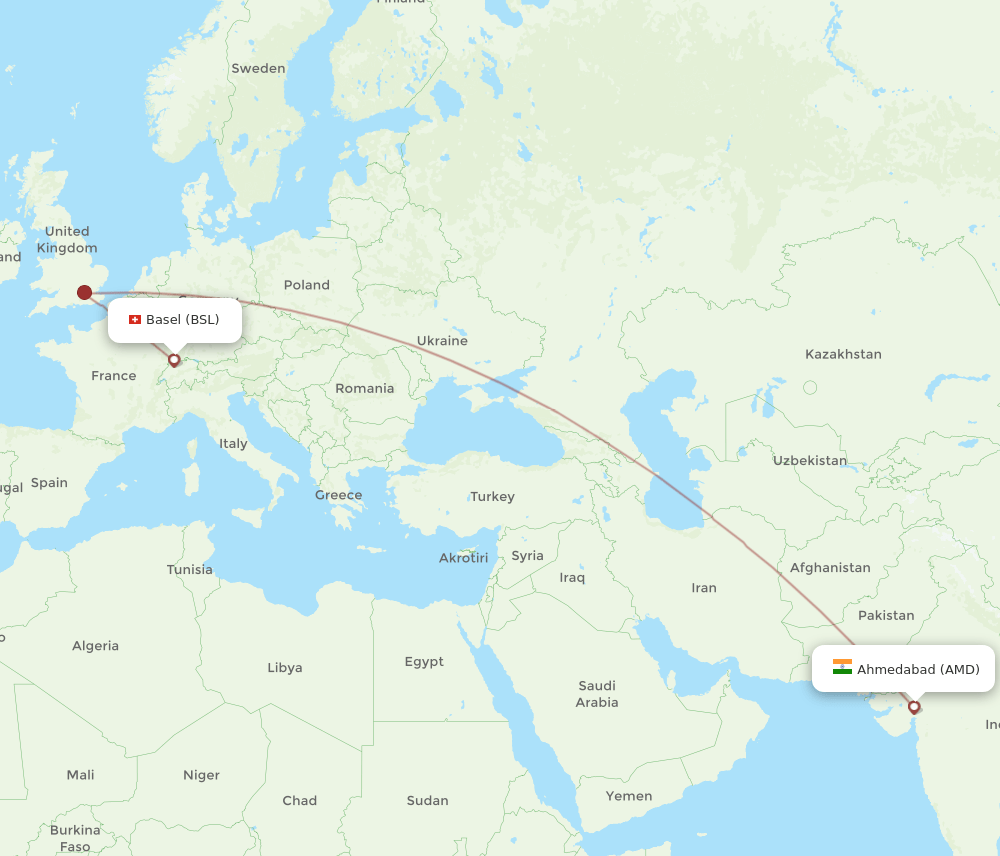 BSL-AMD flight routes