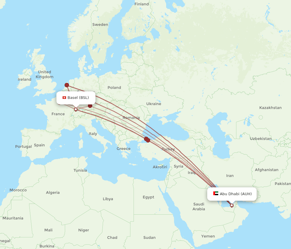 BSL-AUH flight routes