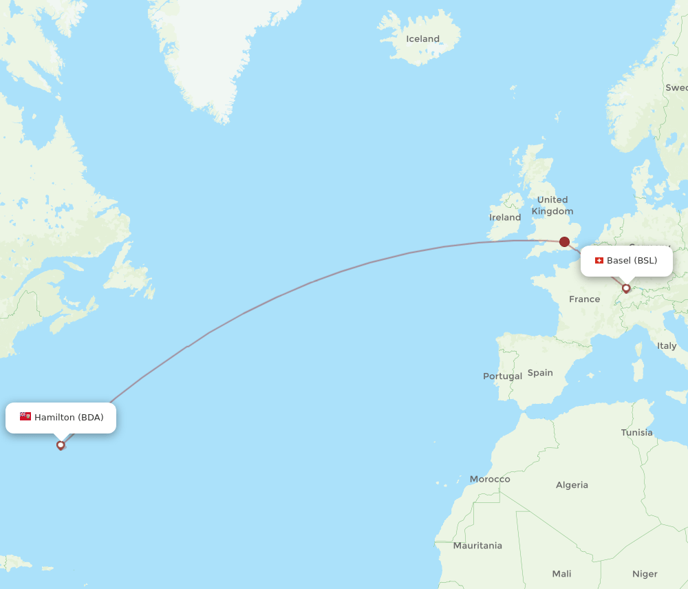 BSL-BDA flight routes