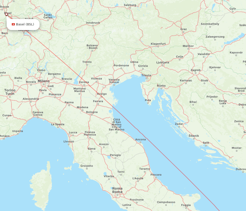 BSL to BDS flights and routes map