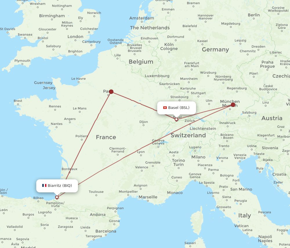 BSL-BIQ flight routes