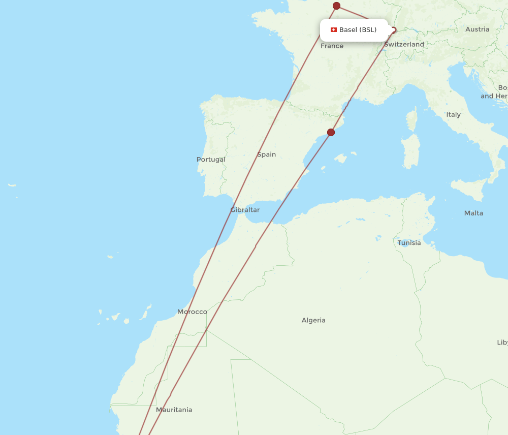 BSL-BJL flight routes