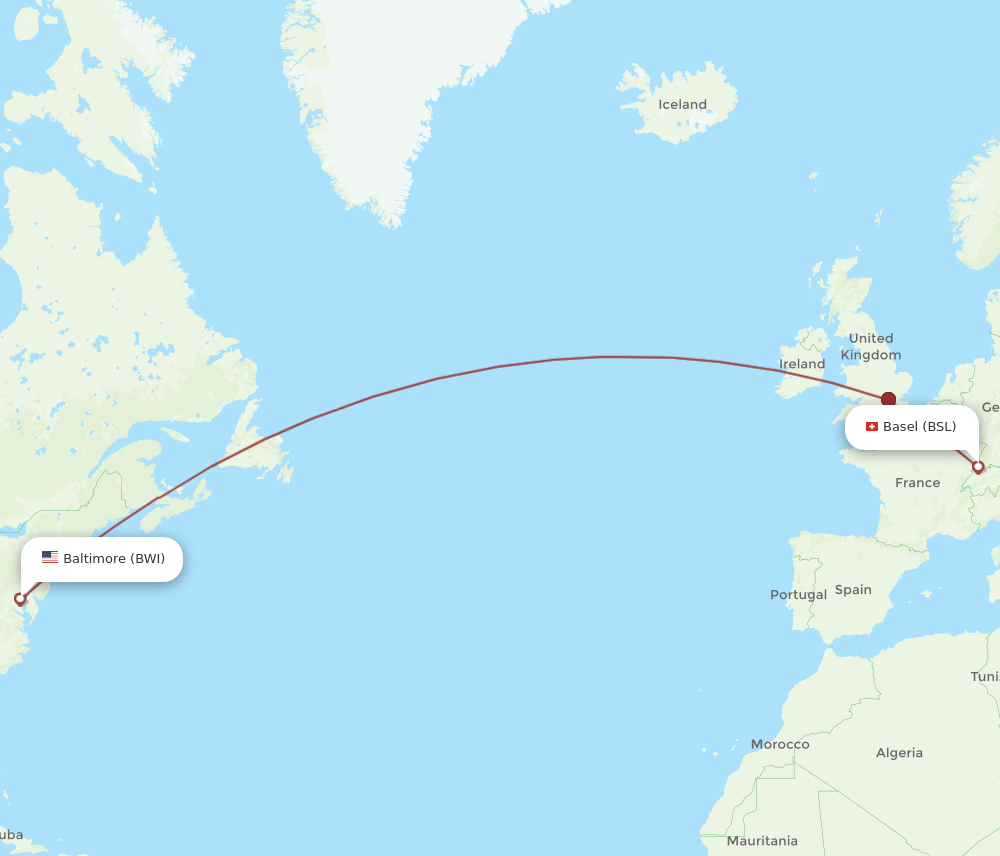 BSL-BWI flight routes