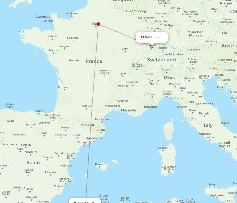BSL-CFK flight routes