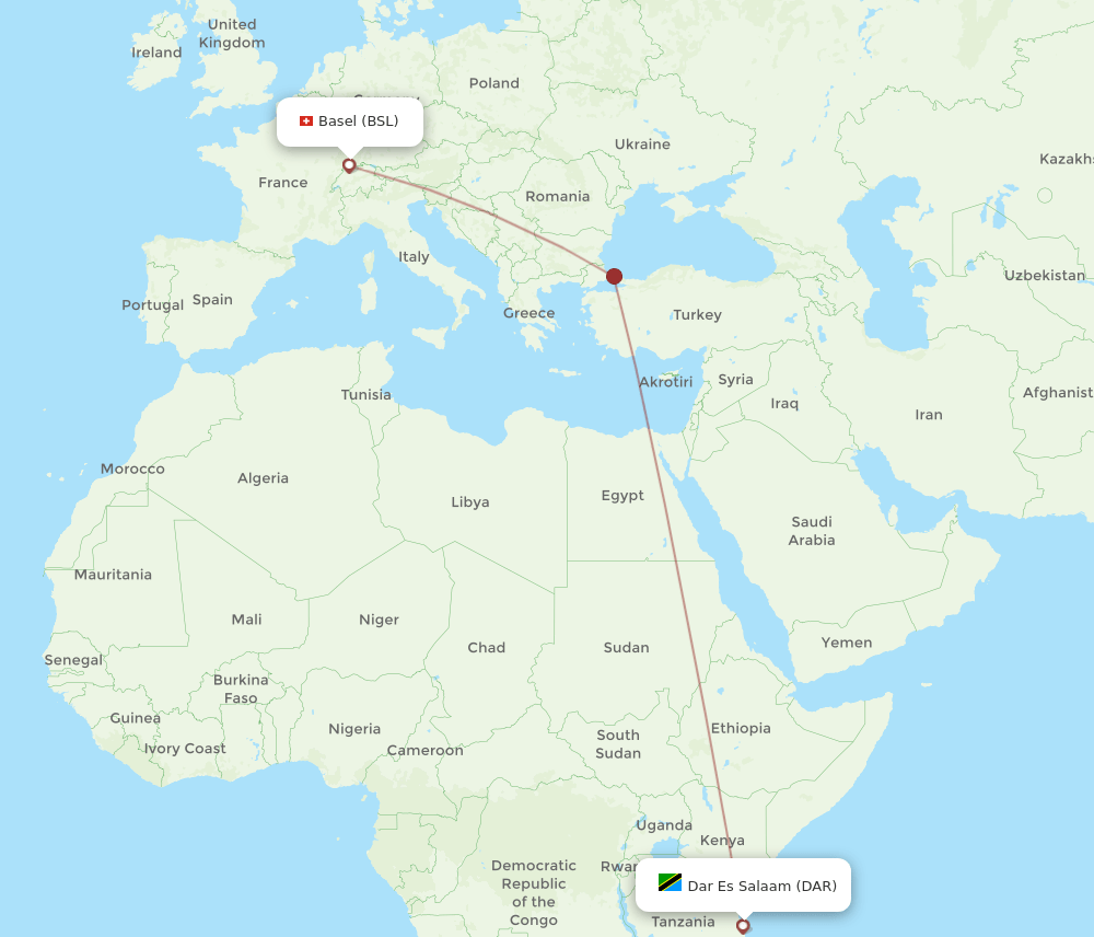 BSL-DAR flight routes
