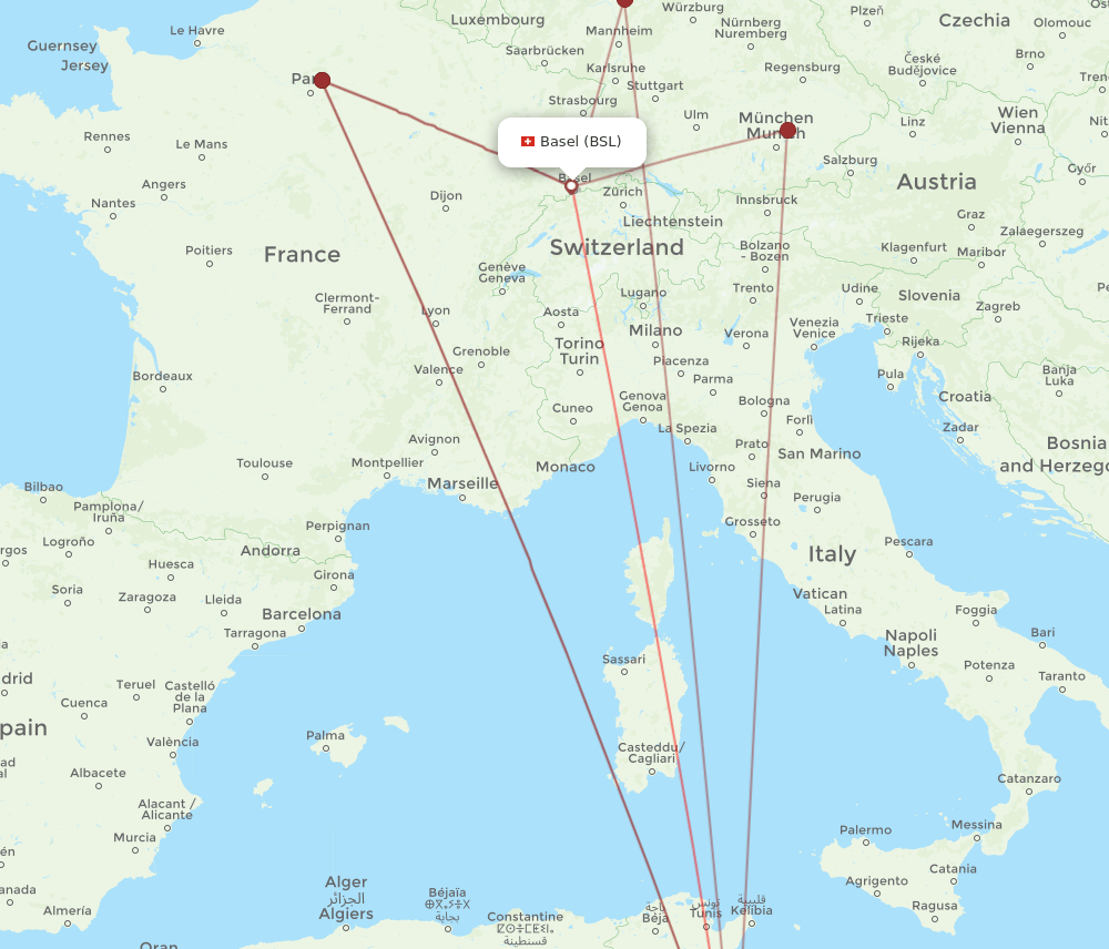 BSL-DJE flight routes