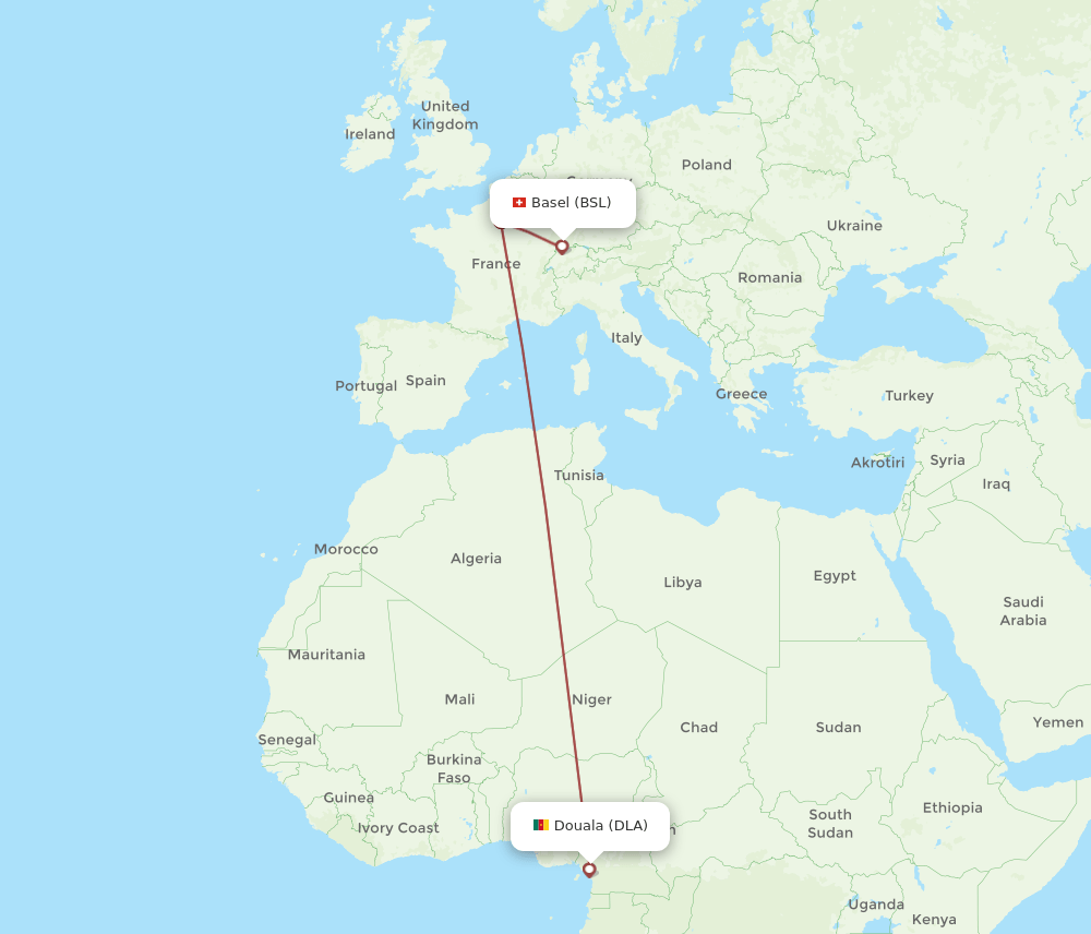 BSL to DLA flights and routes map