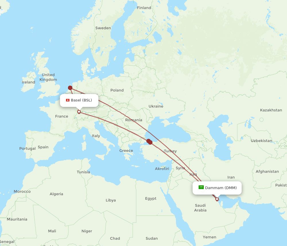 BSL-DMM flight routes