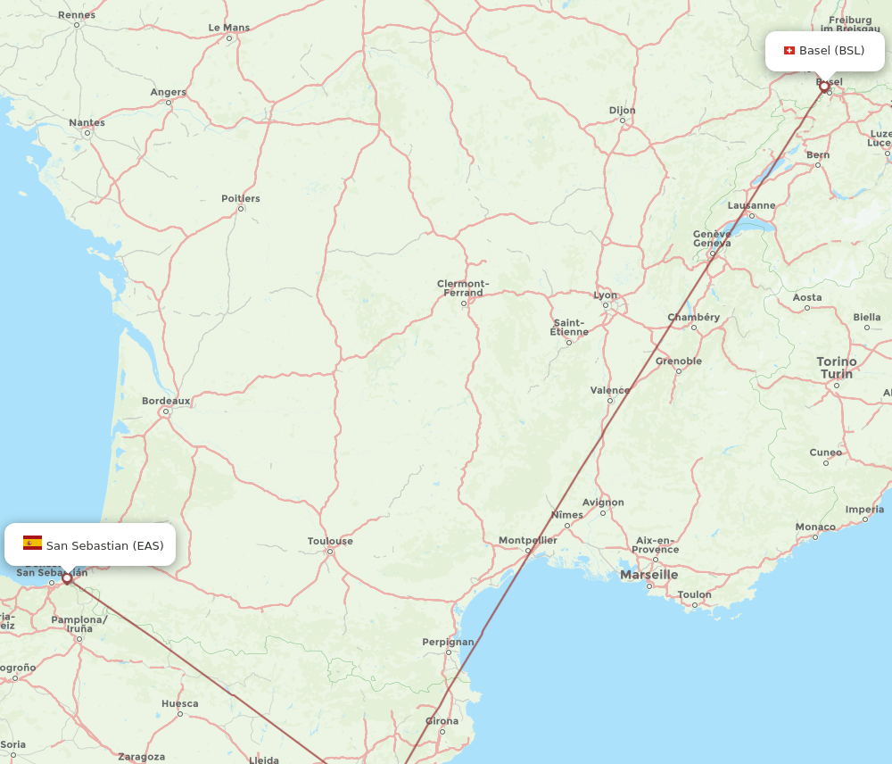 BSL-EAS flight routes