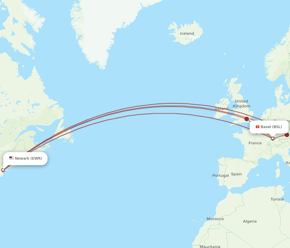 BSL-EWR flight routes