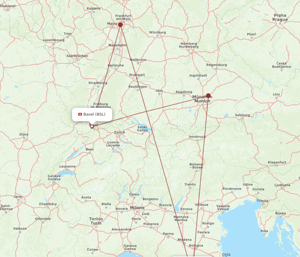 BSL to FLR flights and routes map