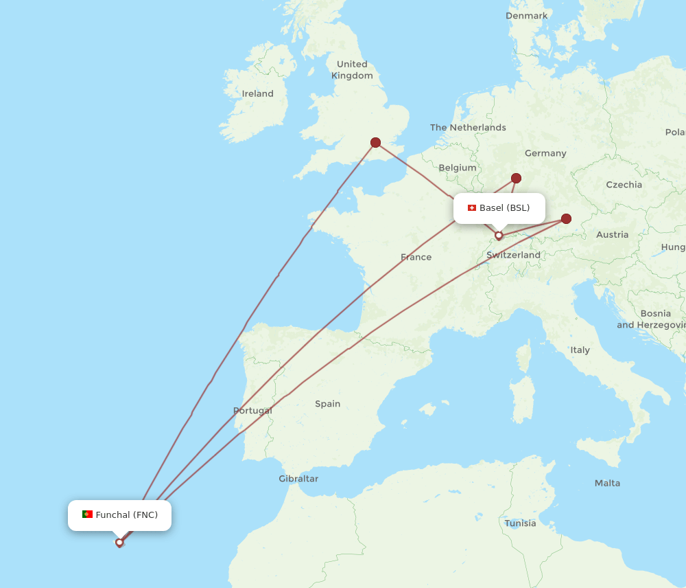 BSL-FNC flight routes