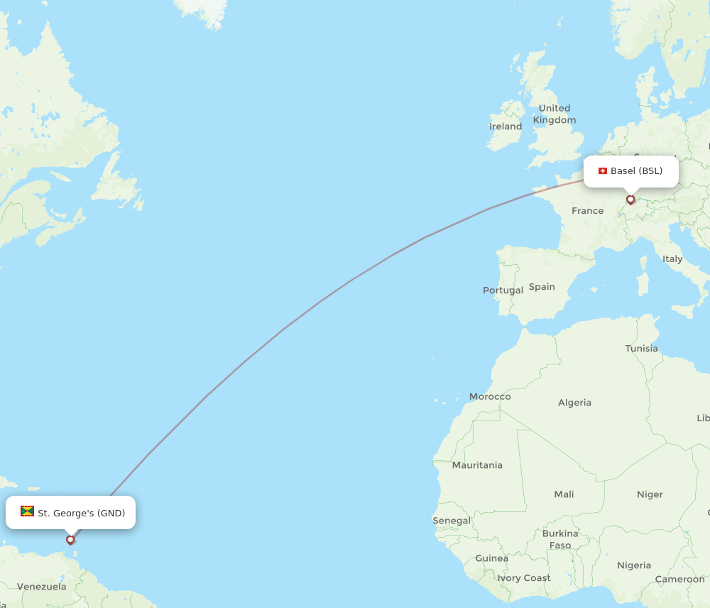 BSL-GND flight routes