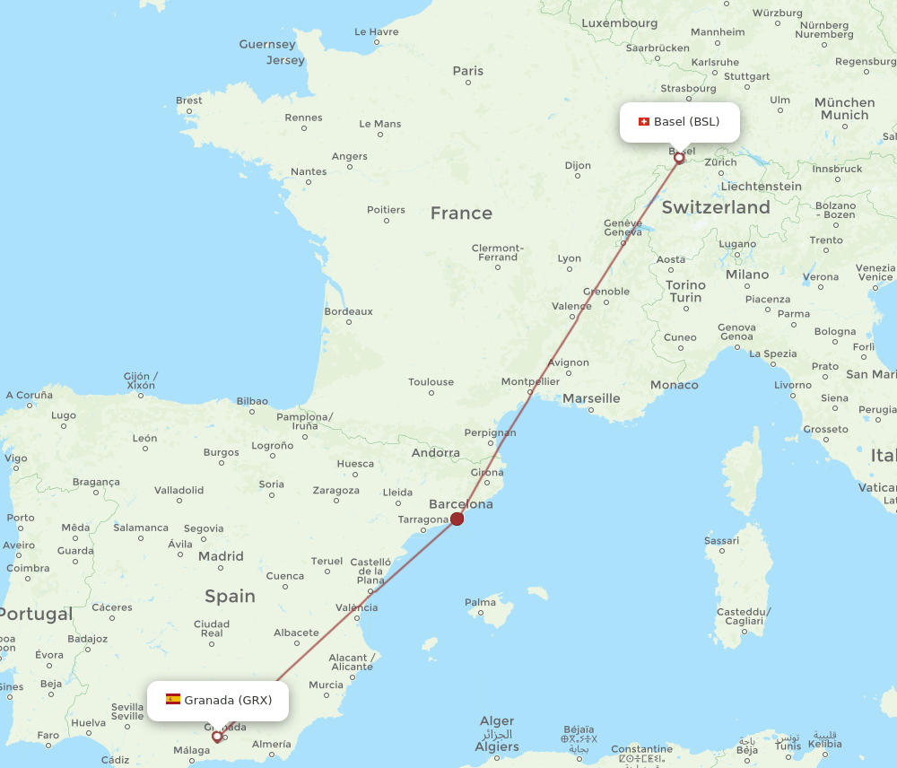 BSL-GRX flight routes