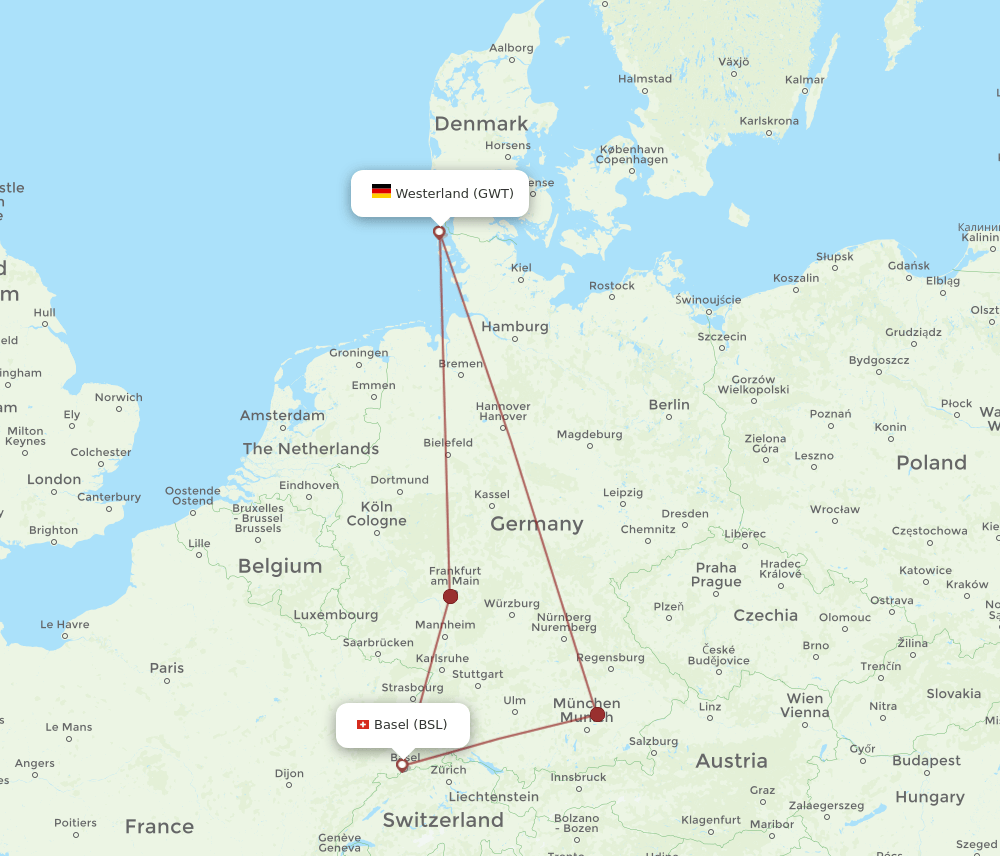 BSL-GWT flight routes
