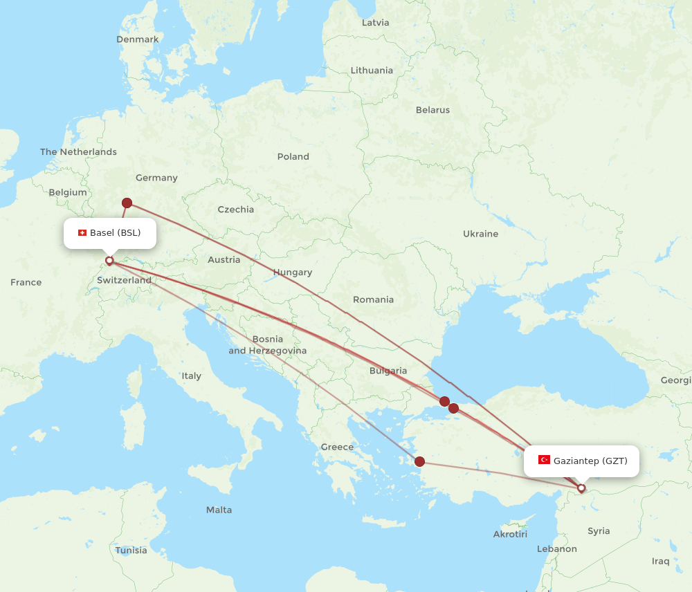 BSL-GZT flight routes