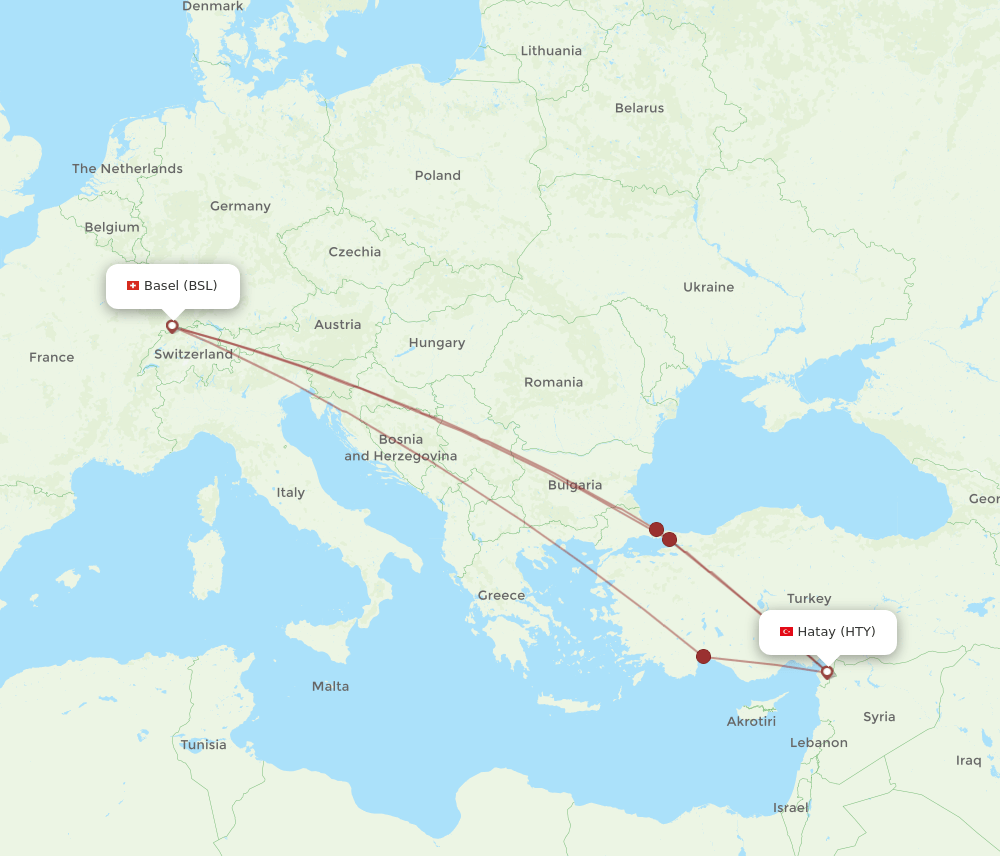 BSL-HTY flight routes