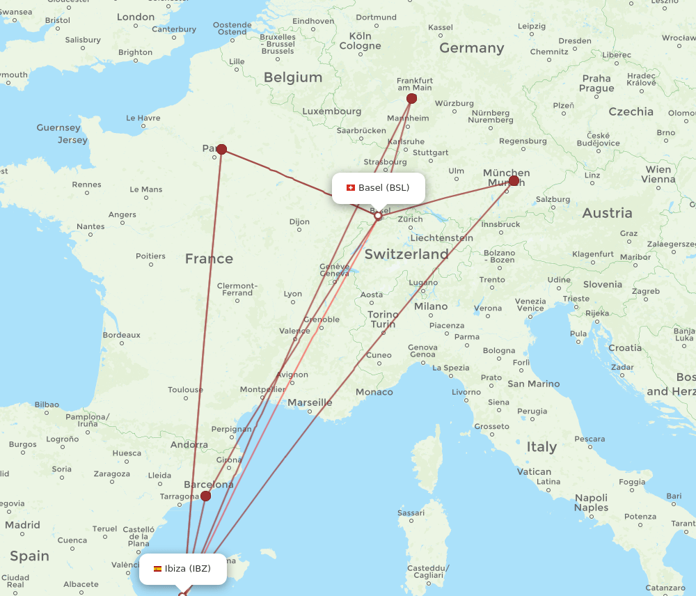 BSL-IBZ flight routes