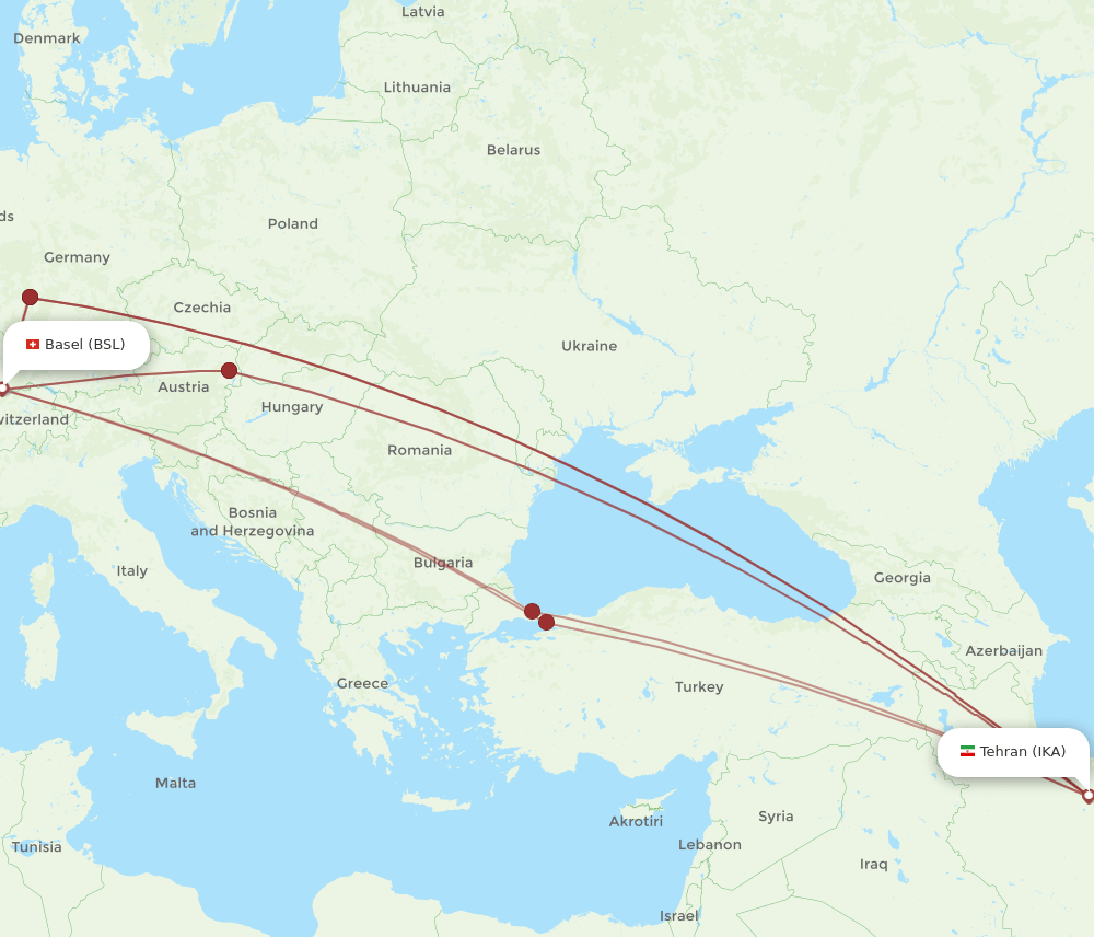 BSL-IKA flight routes