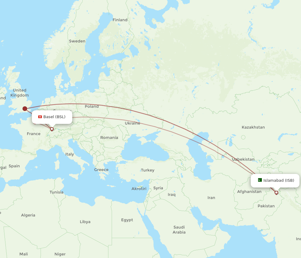 BSL-ISB flight routes