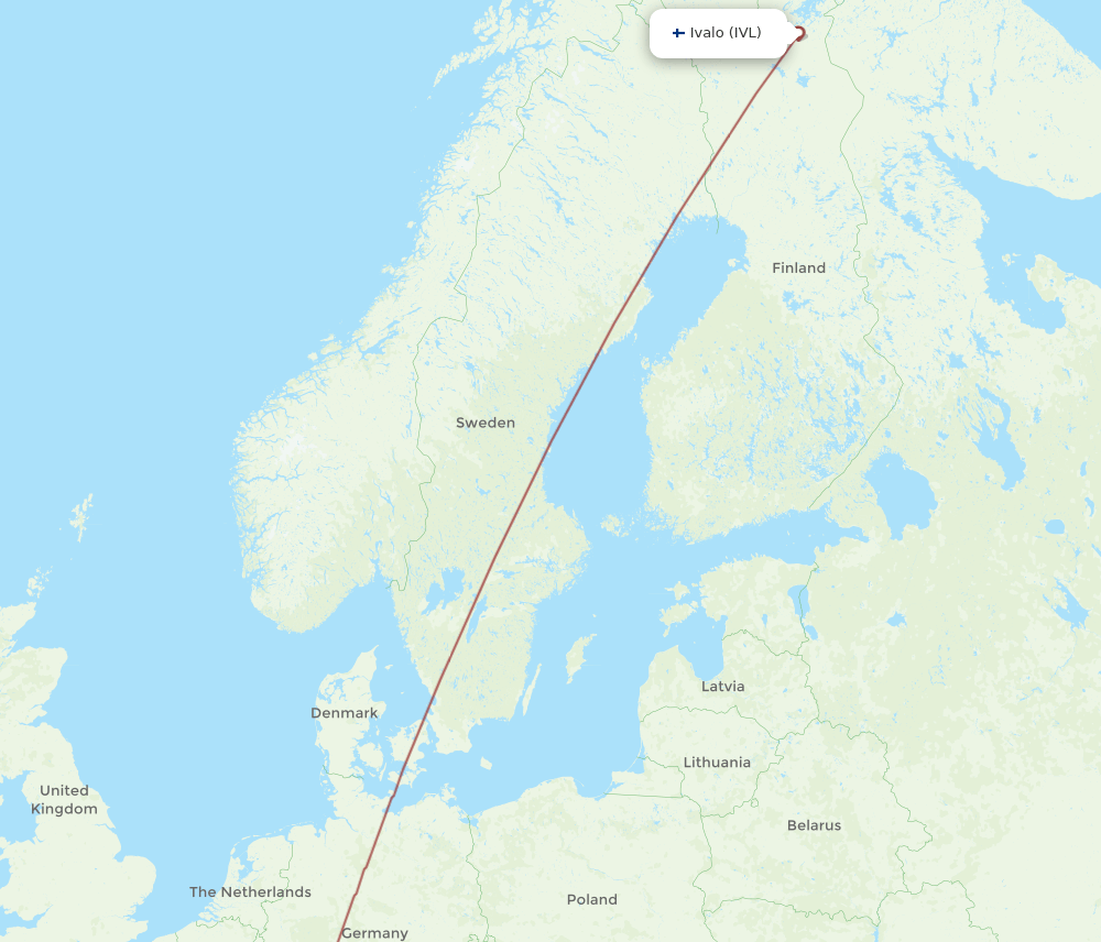 Ivalo - Basel, Switzerland/Mulhouse route map and flight paths