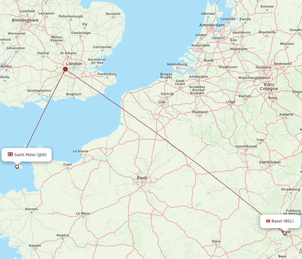 BSL-JER flight routes