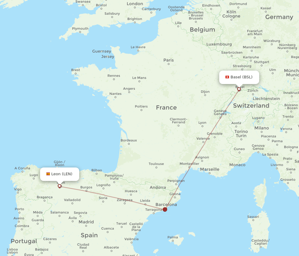 BSL-LEN flight routes