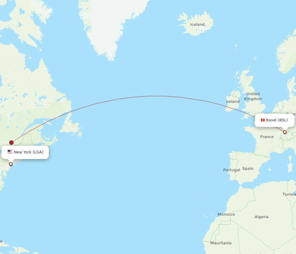 BSL-LGA flight routes