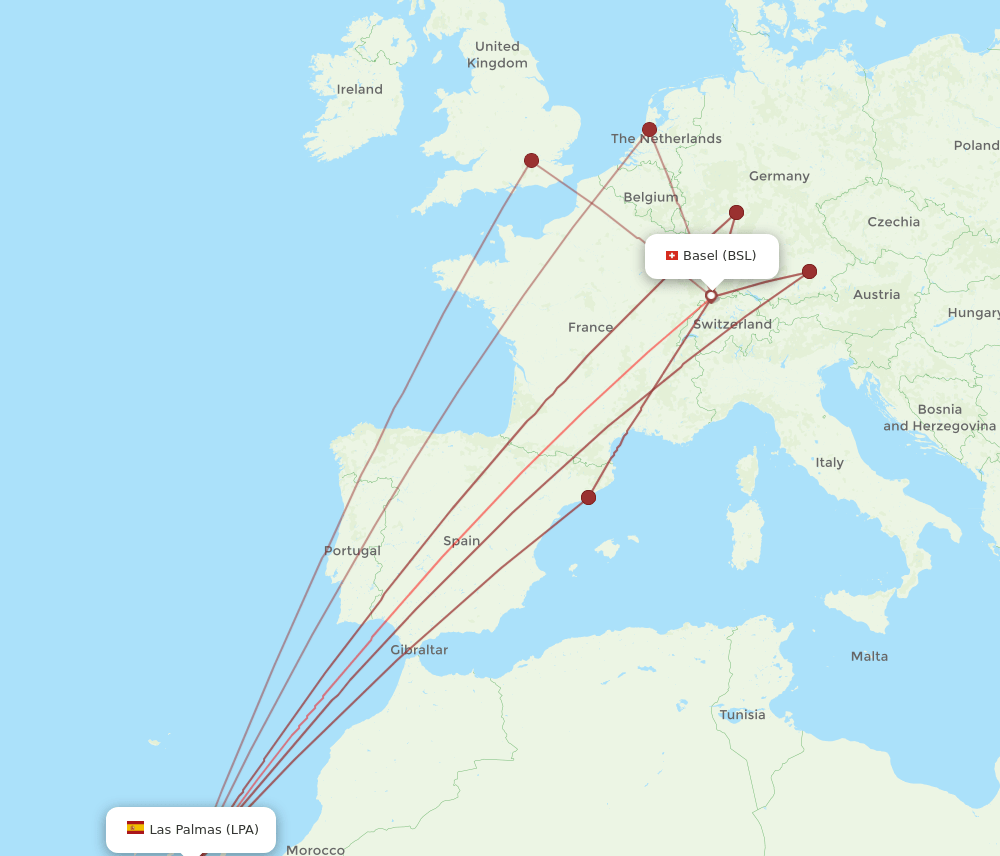 BSL-LPA flight routes