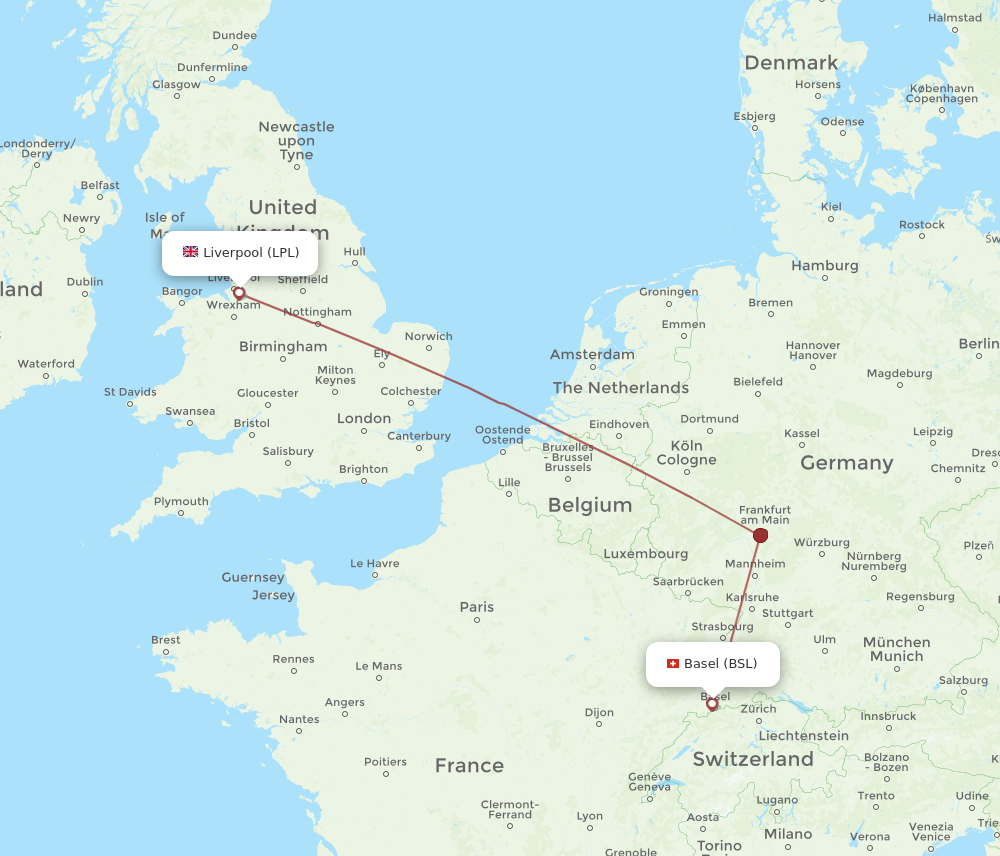 BSL to LPL flights and routes map