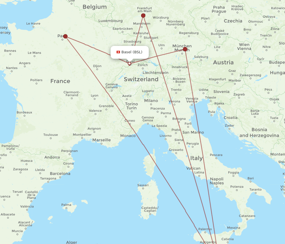 BSL-MLA flight routes