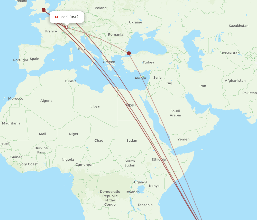 BSL-MRU flight routes