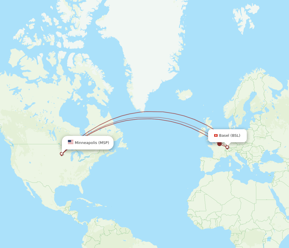 BSL-MSP flight routes